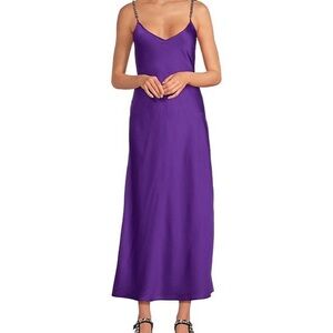 NWT Gianni Bini x DANNIJO Viv Satin Beaded Strap V-Neck Maxi Slip Dress Size M